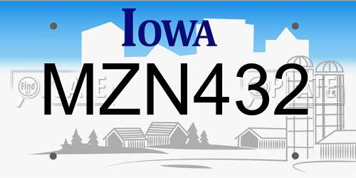 MZN432 Iowa License Plate