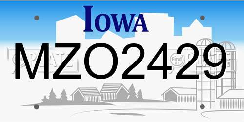 MZO2429 Iowa License Plate