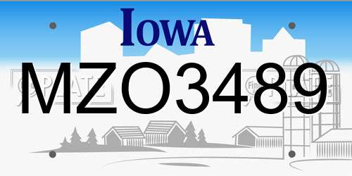 MZO3489 Iowa License Plate