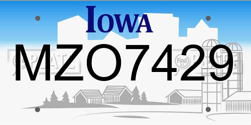 MZO7429 Iowa License Plate