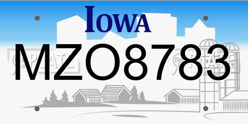 MZO8783 Iowa License Plate