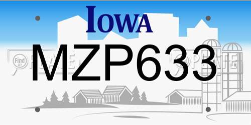 MZP633 Iowa License Plate
