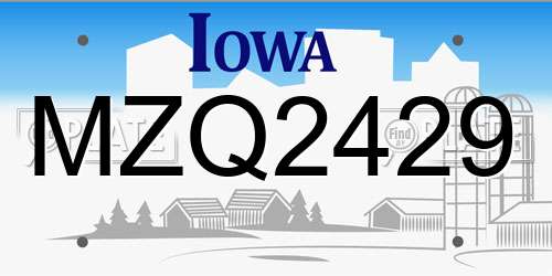 MZQ2429 Iowa License Plate