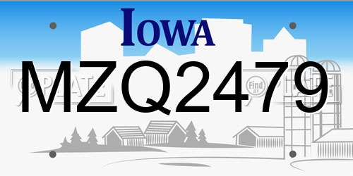 MZQ2479 Iowa License Plate