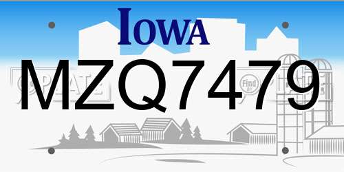 MZQ7479 Iowa License Plate