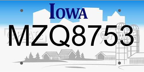 MZQ8753 Iowa License Plate