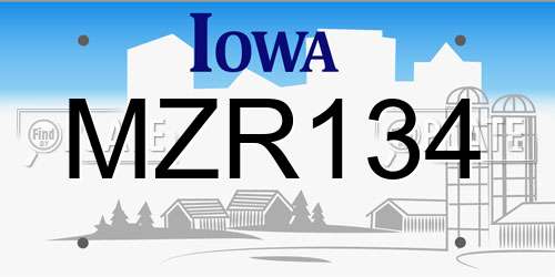 MZR134 Iowa License Plate