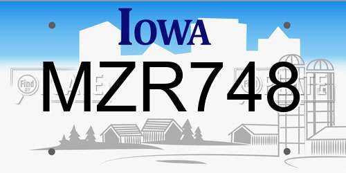 MZR748 Iowa License Plate