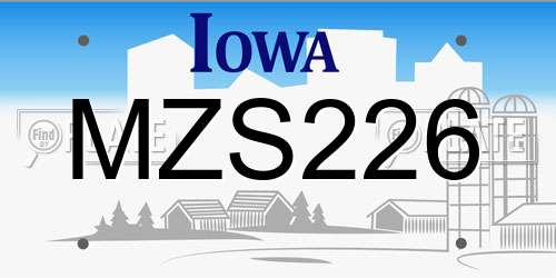 MZS226 Iowa License Plate
