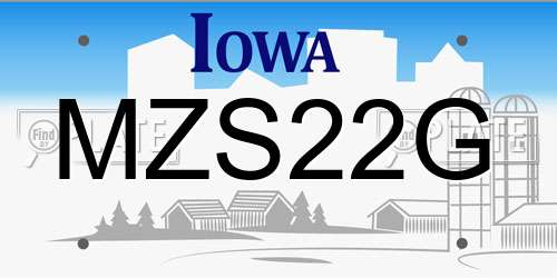 MZS22G Iowa License Plate