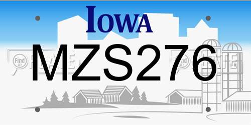 MZS276 Iowa License Plate