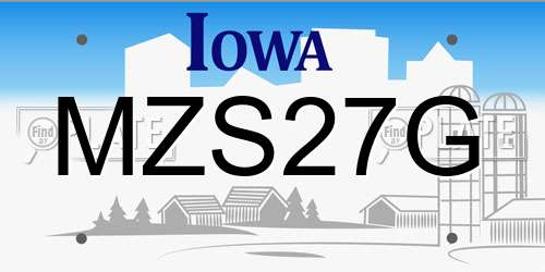 MZS27G Iowa License Plate