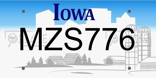 MZS776 Iowa License Plate
