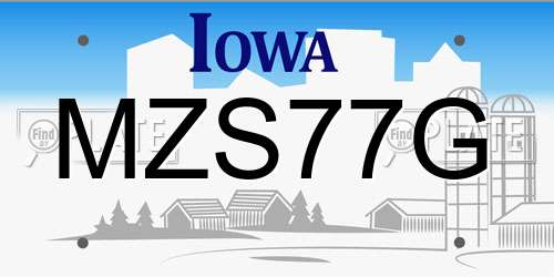 MZS77G Iowa License Plate