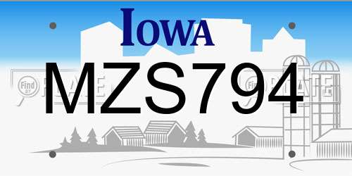 MZS794 Iowa License Plate