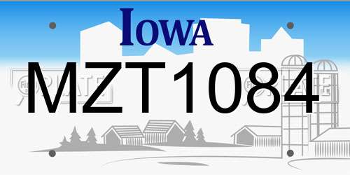 MZT1084 Iowa License Plate