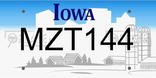 MZT144 Iowa License Plate