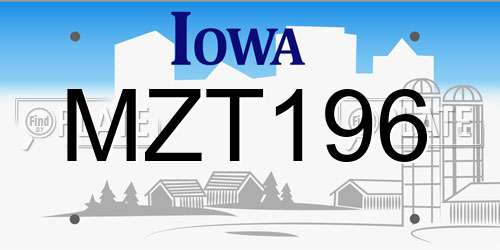 MZT196 Iowa License Plate