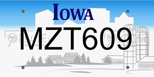 MZT609 Iowa License Plate