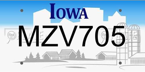 MZV705 Iowa License Plate