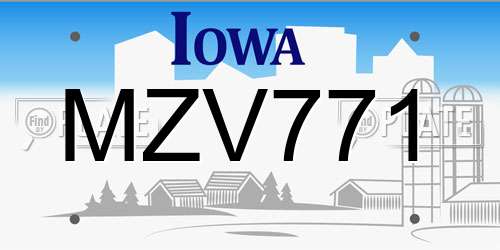 MZV771 Iowa License Plate