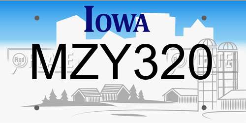 MZY320 Iowa License Plate