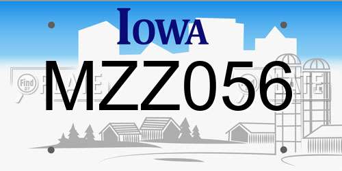 MZZ056 Iowa License Plate