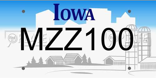 MZZ100 Iowa License Plate