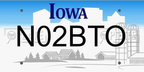 N02BTO Iowa License Plate