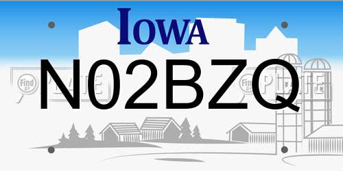 N02BZQ Iowa License Plate