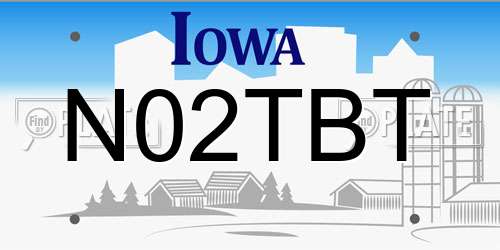N02TBT Iowa License Plate