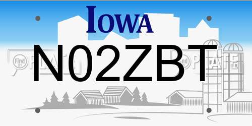 N02ZBT Iowa License Plate