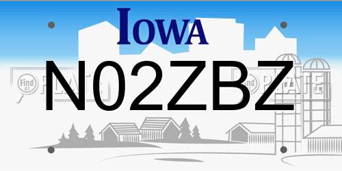 N02ZBZ Iowa License Plate