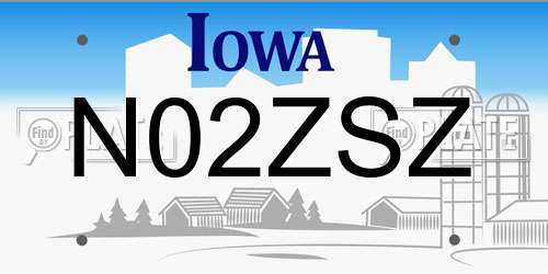 N02ZSZ Iowa License Plate