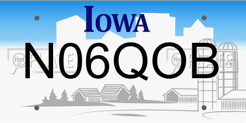N06QOB Iowa License Plate