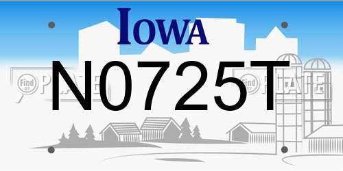 N0725T Iowa License Plate