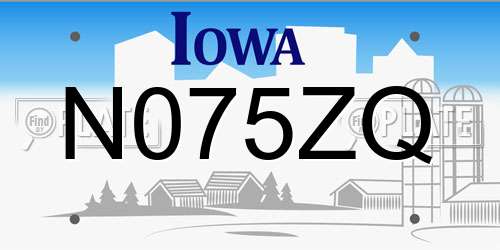 N075ZQ Iowa License Plate