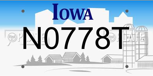 N0778T Iowa License Plate