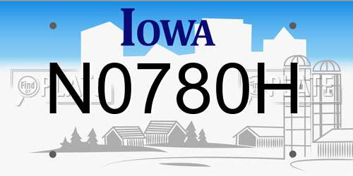 N0780H Iowa License Plate