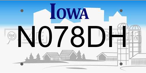 N078DH Iowa License Plate