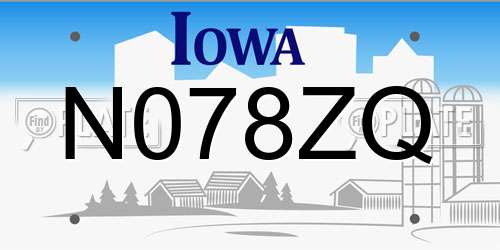 N078ZQ Iowa License Plate