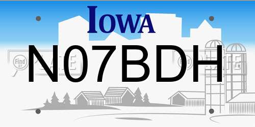 N07BDH Iowa License Plate