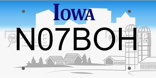N07BOH Iowa License Plate