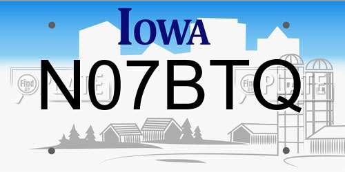 N07BTQ Iowa License Plate