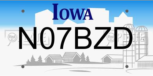 N07BZD Iowa License Plate
