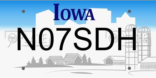 N07SDH Iowa License Plate