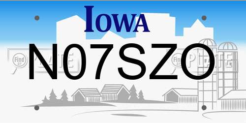 N07SZO Iowa License Plate