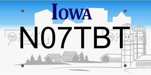 N07TBT Iowa License Plate