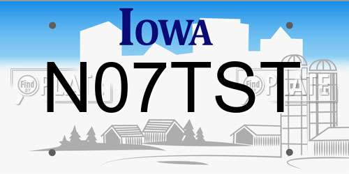 N07TST Iowa License Plate