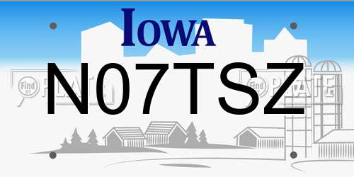 N07TSZ Iowa License Plate